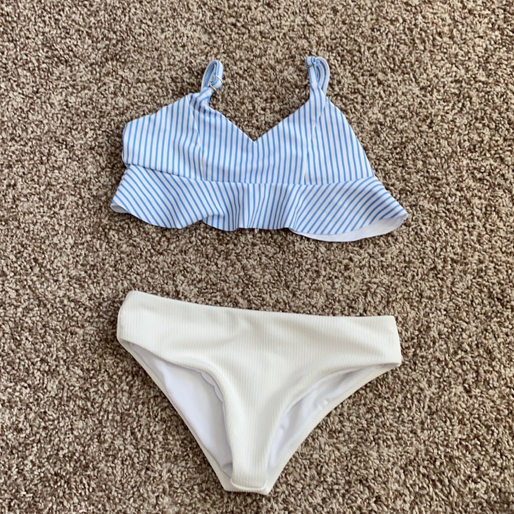 Blue pinstripe bikini